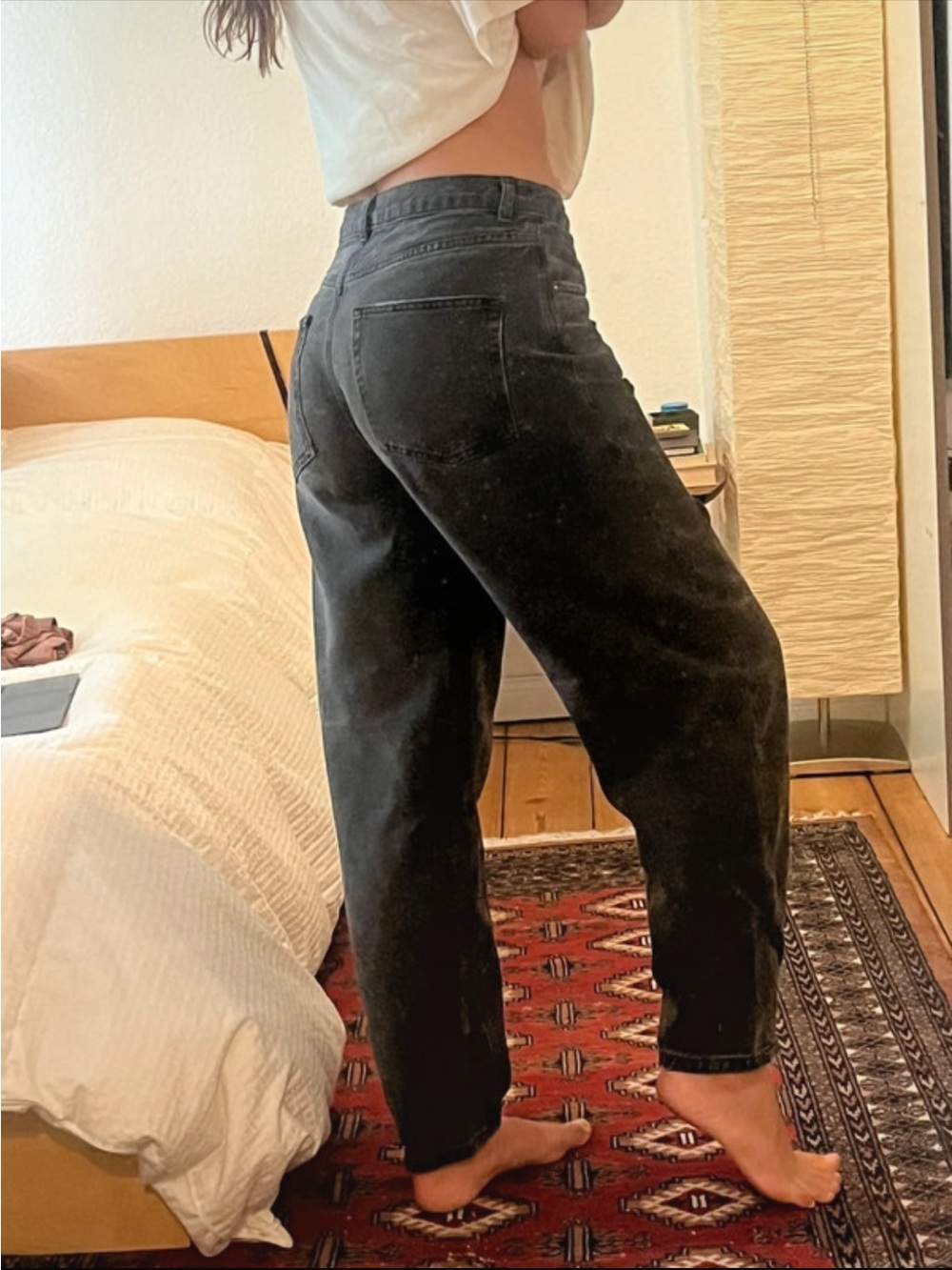 Reformation Black Barrel Leg Jeans